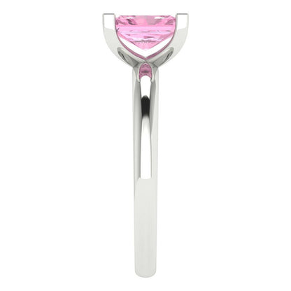 1 cttw Zirconia Simulated Pink Diamond Solitaire  Engagement Ring - Solid Gold (VVS1, Emerald Cut,7X5mm)