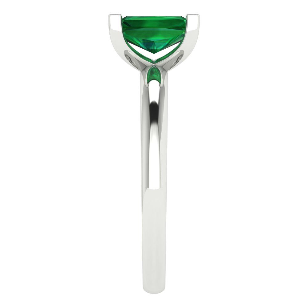 1 cttw Simulated Emerald Solitaire  Engagement Ring - Solid Gold (Emerald Cut,7X5mm)