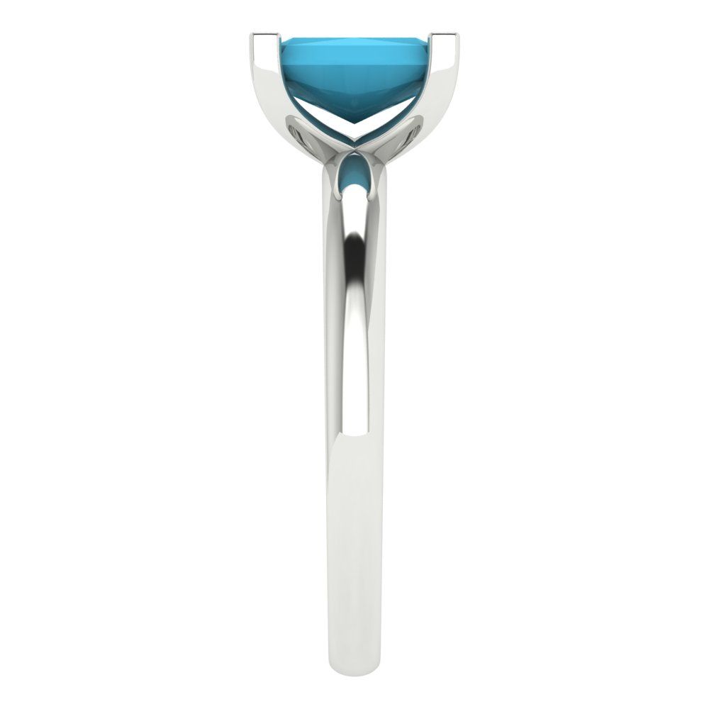 1 cttw Simulated Turquoise Solitaire  Engagement Ring - Solid Gold (Emerald Cut,7X5mm)