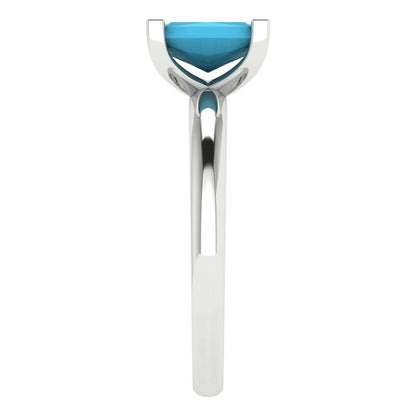 1 cttw Simulated Turquoise Solitaire  Engagement Ring - Solid Gold (Emerald Cut,7X5mm)