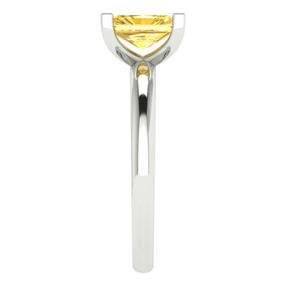 1 cttw Zirconia Simulated Yellow Diamond Solitaire  Engagement Ring - Solid Gold (VVS1, Emerald Cut,7X5mm)