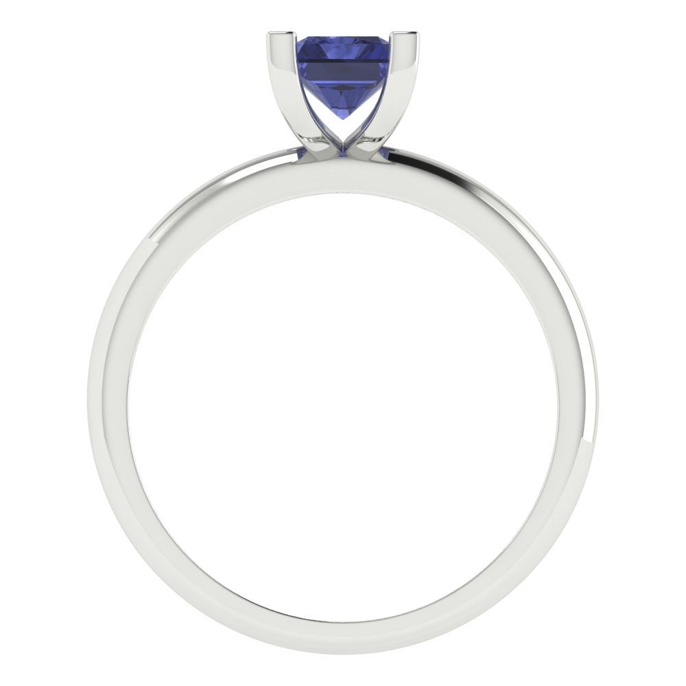 1 cttw Simulated Tanzanite Solitaire  Engagement Ring - Solid Gold (Emerald Cut,7X5mm)
