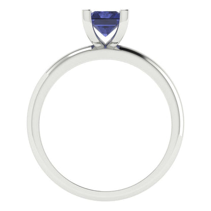 1 cttw Simulated Tanzanite Solitaire  Engagement Ring - Solid Gold (Emerald Cut,7X5mm)