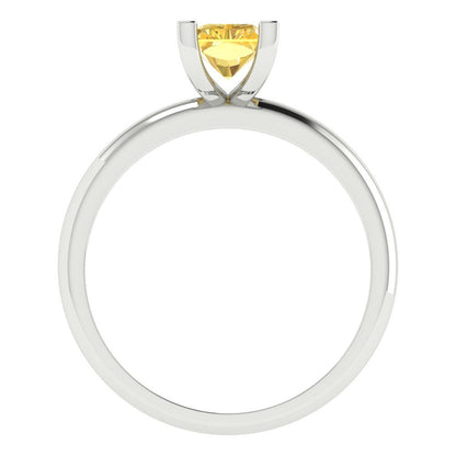 1 cttw Natural Citrine Solitaire  Engagement Ring - Solid Gold (Emerald Cut,7X5mm)