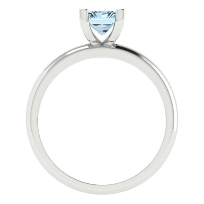 1 cttw Natural Sky Blue Topaz Solitaire  Engagement Ring - Solid Gold (Emerald Cut,7X5mm)