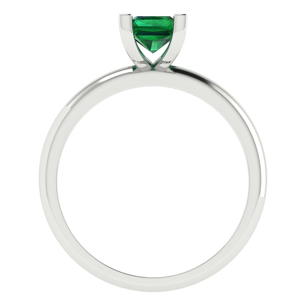 1 cttw Simulated Emerald Solitaire  Engagement Ring - Solid Gold (Emerald Cut,7X5mm)