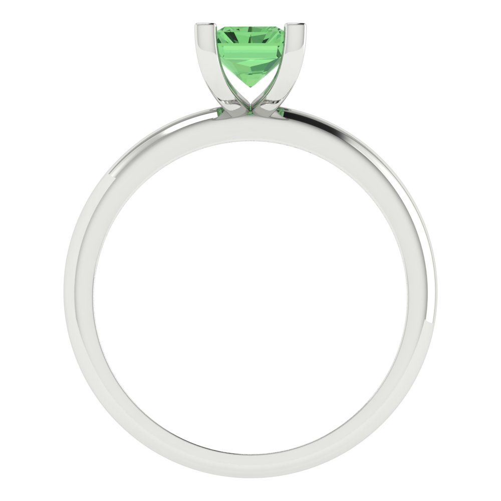 1 cttw Zirconia Simulated Green Diamond Solitaire  Engagement Ring - Solid Gold (VVS1, Emerald Cut,7X5mm)