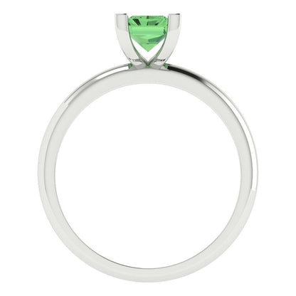 1 cttw Zirconia Simulated Green Diamond Solitaire  Engagement Ring - Solid Gold (VVS1, Emerald Cut,7X5mm)