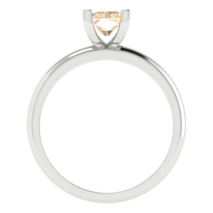 1 cttw Natural Morganite Solitaire  Engagement Ring - Solid Gold (Emerald Cut,7X5mm)