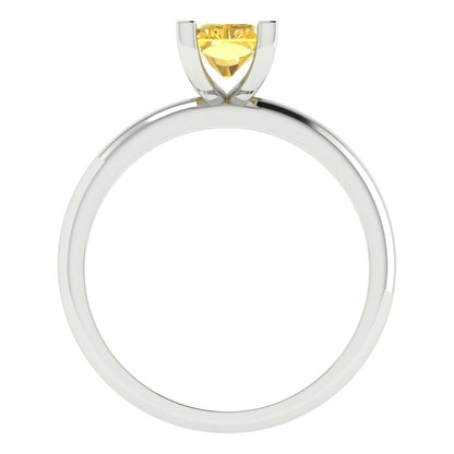 1 cttw Zirconia Simulated Yellow Diamond Solitaire  Engagement Ring - Solid Gold (VVS1, Emerald Cut,7X5mm)