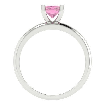 1 cttw Zirconia Simulated Pink Diamond Solitaire  Engagement Ring - Solid Gold (VVS1, Emerald Cut,7X5mm)