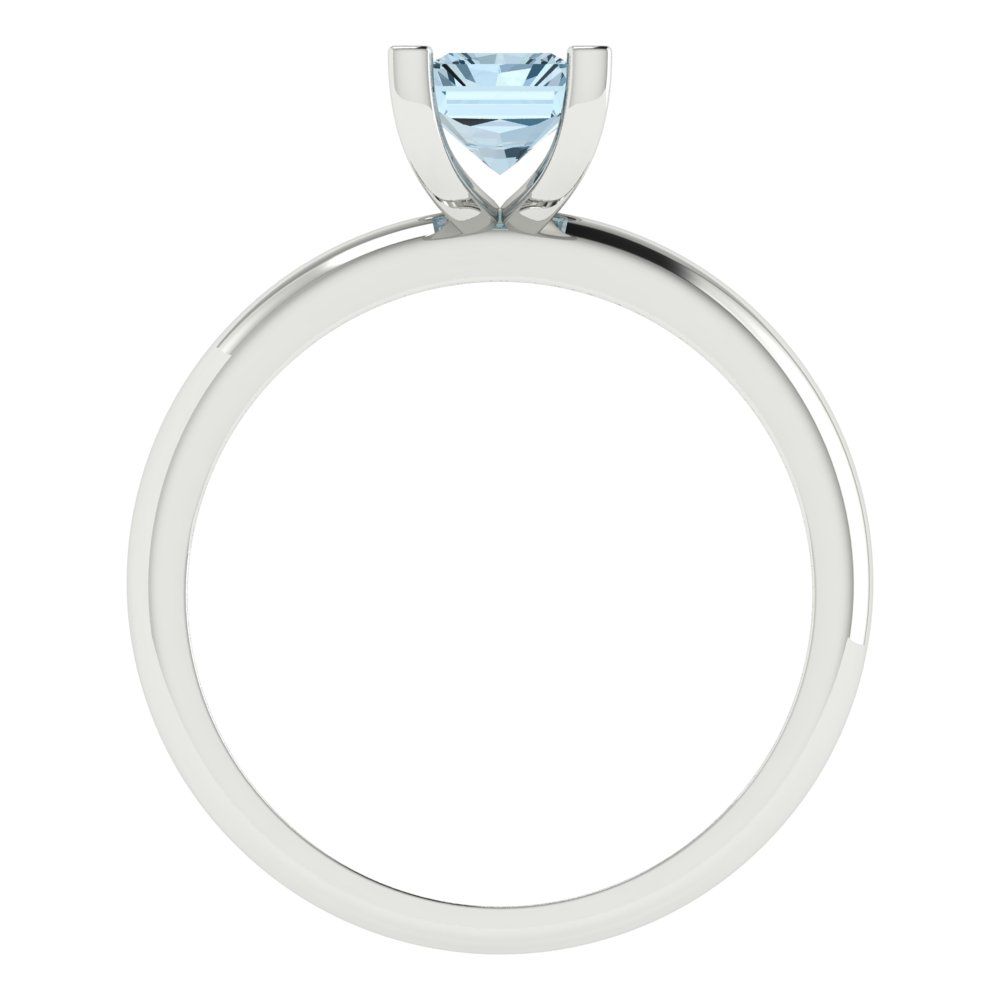 1 cttw Natural Aquamarine Solitaire  Engagement Ring - Solid Gold (Emerald Cut,7X5mm)
