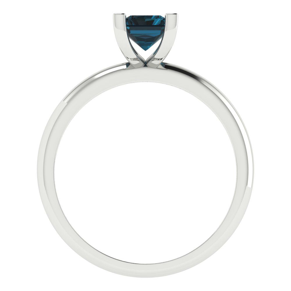 1 cttw Natural London Blue Topaz Solitaire  Engagement Ring - Solid Gold (Emerald Cut,7X5mm)