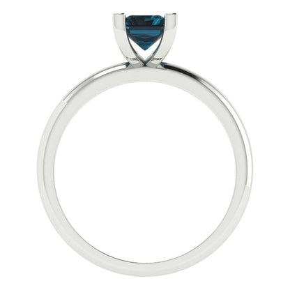 1 cttw Natural London Blue Topaz Solitaire  Engagement Ring - Solid Gold (Emerald Cut,7X5mm)