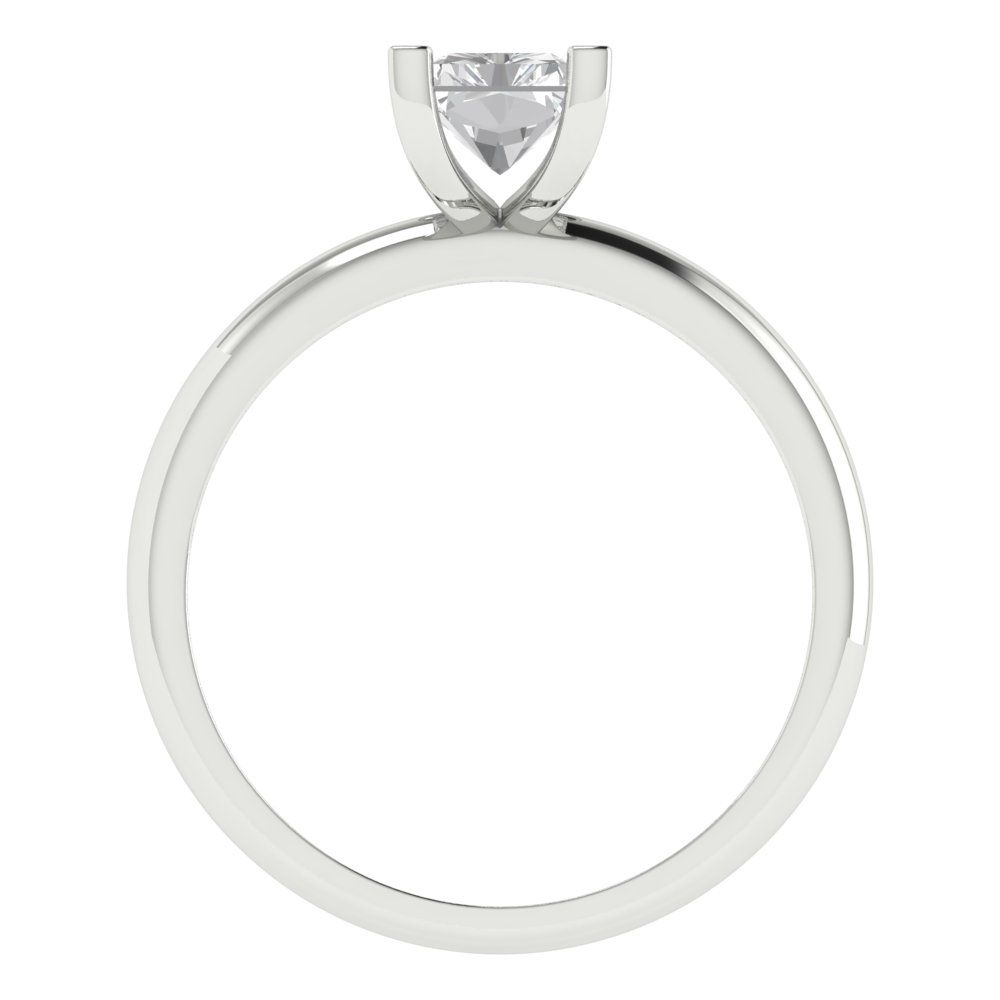 1 cttw White Sapphire Solitaire  Engagement Ring - Solid Gold (Emerald Cut,7X5mm)