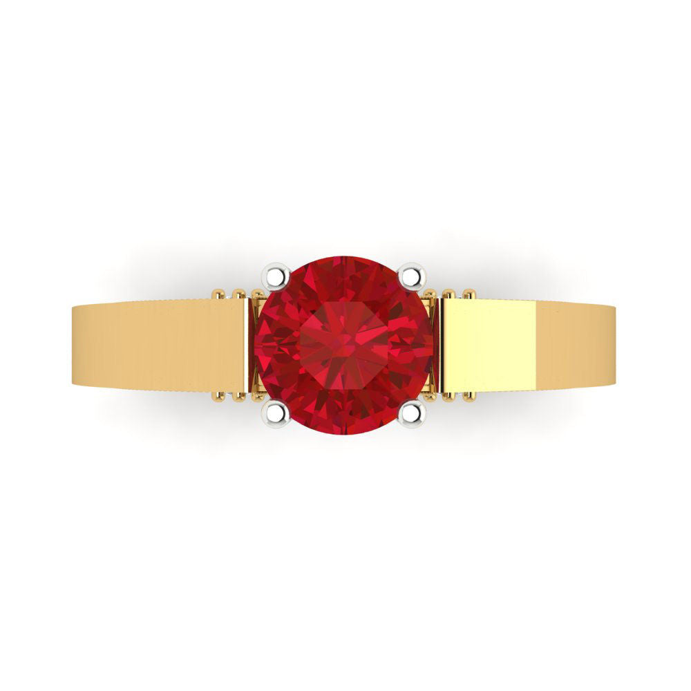 1.06 cttw Simulated Pink Tourmaline Solitaire  Engagement Ring - Solid Yellow/White Gold (VVS1, Round Cut,6.5mm)