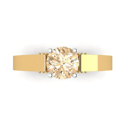 1.06 cttw Natural Morganite Solitaire  Engagement Ring - Solid Gold (Round Cut,6.5mm)