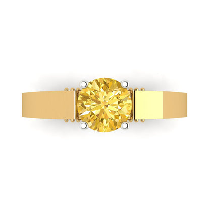1.06 cttw Natural Citrine Solitaire  Engagement Ring - Solid Gold (Round Cut,6.5mm)