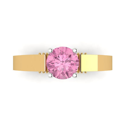 1.06 cttw Zirconia Simulated Pink Diamond Solitaire  Engagement Ring - Solid Gold (VVS1, Round Cut,6.5mm)
