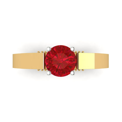 1.06 cttw Simulated Ruby Solitaire  Engagement Ring - Solid Gold (Round Cut,6.5mm)