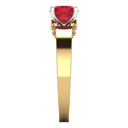 1.06 cttw Simulated Pink Tourmaline Solitaire  Engagement Ring - Solid Yellow/White Gold (VVS1, Round Cut,6.5mm)