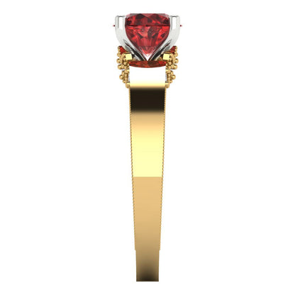 1.06 cttw Natural Garnet Solitaire  Engagement Ring - Solid Gold (Round Cut,6.5mm)