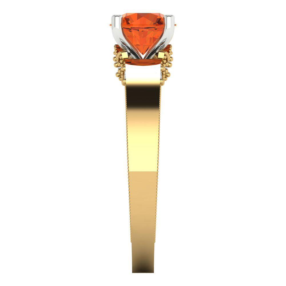 1.06 cttw Zirconia Simulated Red Diamond Solitaire  Engagement Ring - Solid Gold (VVS1, Round Cut,6.5mm)