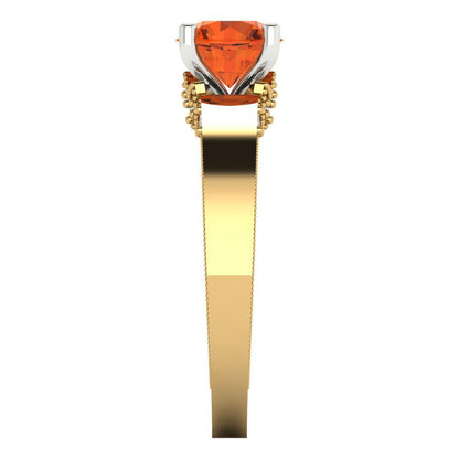 1.06 cttw Zirconia Simulated Red Diamond Solitaire  Engagement Ring - Solid Gold (VVS1, Round Cut,6.5mm)