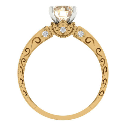 1.06 cttw Natural Morganite Solitaire  Engagement Ring - Solid Gold (Round Cut,6.5mm)