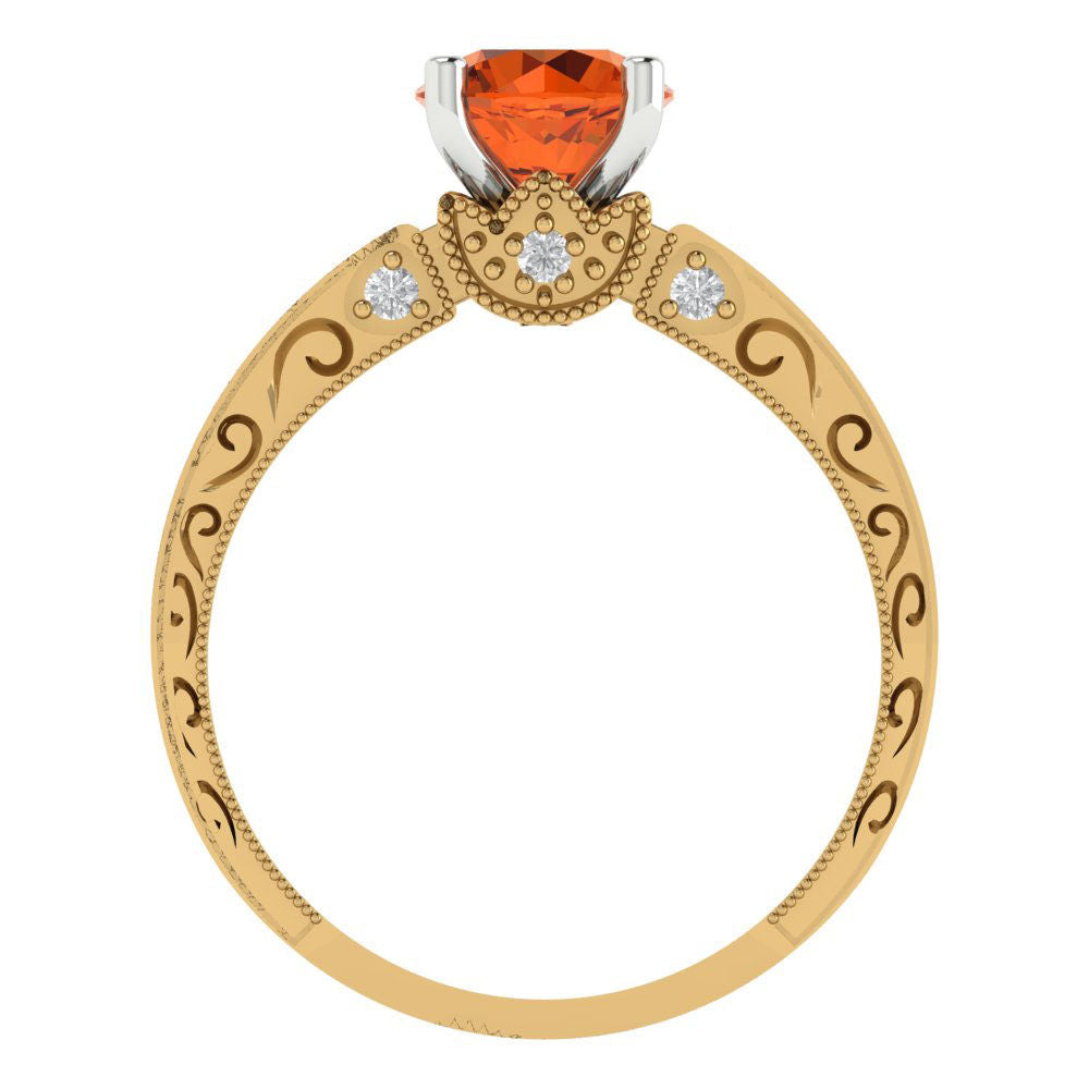 1.06 cttw Zirconia Simulated Red Diamond Solitaire  Engagement Ring - Solid Gold (VVS1, Round Cut,6.5mm)