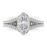 1.2 ct Brilliant Marquise Cut Natural Diamond Stone Clarity SI1-2 Color I-J White Gold Halo Solitaire with Accents Ring