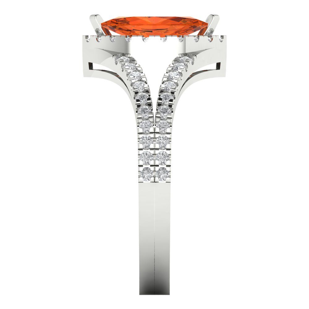 1.2 cttw Zirconia Simulated Red Diamond Hidden Halo Engagement Ring - Solid Gold (VVS1, Marquise Cut,9x4.5mm)