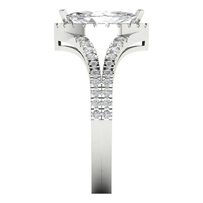 1.2 cttw White Sapphire Hidden Halo Engagement Ring - Solid Gold (Marquise Cut,9x4.5mm)