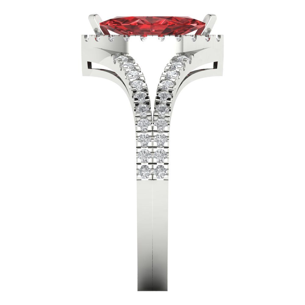 1.2 cttw Natural Garnet Hidden Halo Engagement Ring - Solid Gold (Marquise Cut,9x4.5mm)