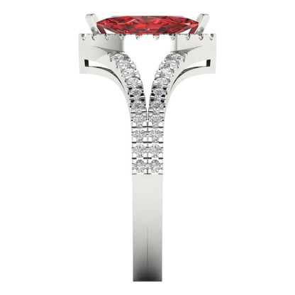 1.2 cttw Natural Garnet Hidden Halo Engagement Ring - Solid Gold (Marquise Cut,9x4.5mm)