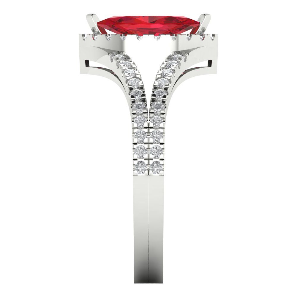 1.2 cttw Simulated Pink Tourmaline Hidden Halo Engagement Ring - Solid Gold (Marquise Cut,9x4.5mm)