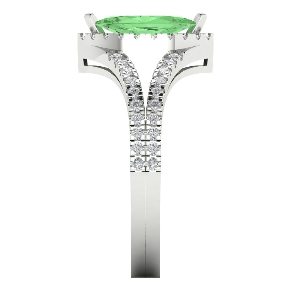 1.2 cttw Zirconia Simulated Green Diamond Hidden Halo Engagement Ring - Solid Gold (VVS1, Marquise Cut,9x4.5mm)