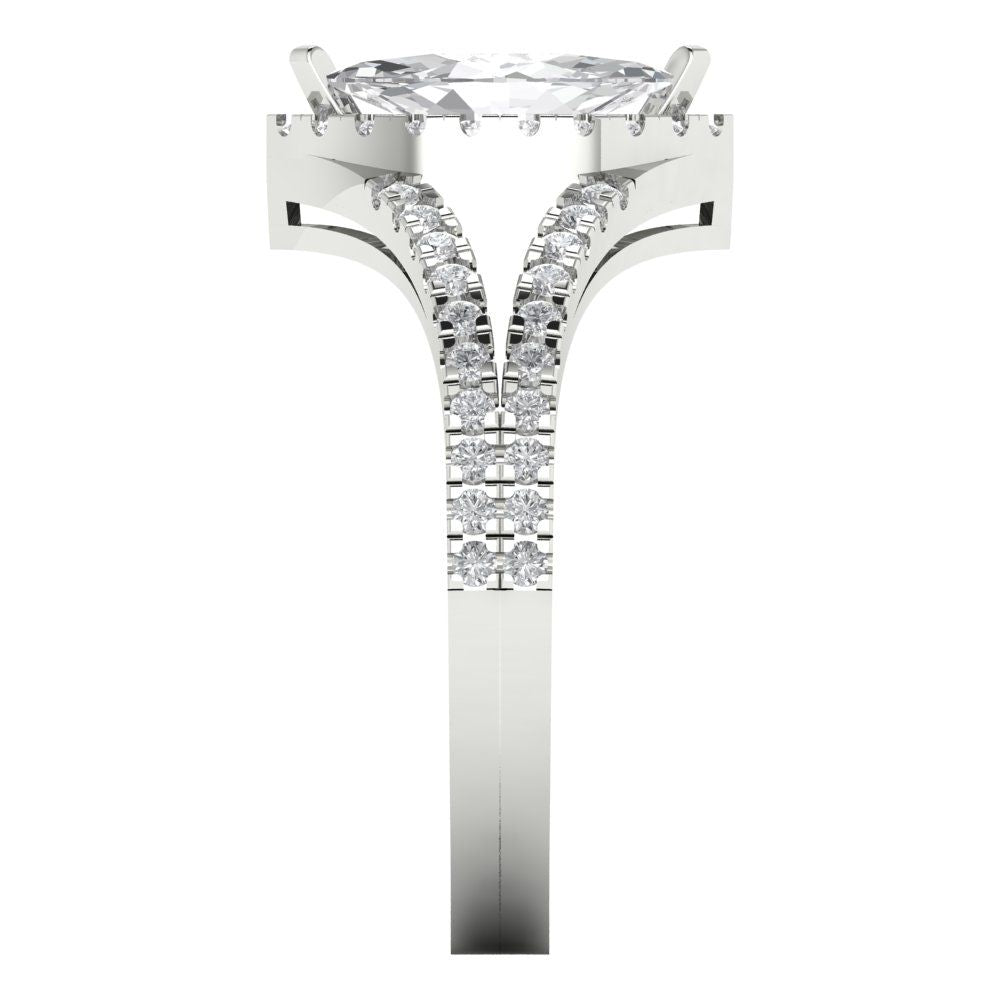 1.2 ct Brilliant Marquise Cut Natural Diamond Stone Clarity VS1-2 Color G-H White Gold Halo Solitaire with Accents Ring