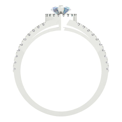 1.2 cttw Blue Moissanite Hidden Halo Engagement Ring - Solid Gold (Marquise Cut,9x4.5mm)