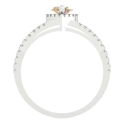 1.2 cttw Yellow Moissanite Hidden Halo Engagement Ring - Solid Gold (Marquise Cut,9x4.5mm)