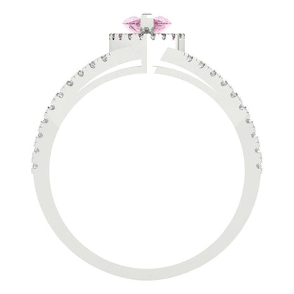 1.2 cttw Zirconia Simulated Pink Diamond Hidden Halo Engagement Ring - Solid Gold (VVS1, Marquise Cut,9x4.5mm)