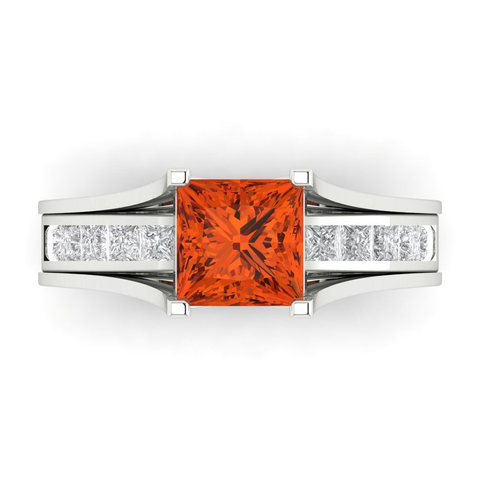 2.28 cttw Princess Cut Simulated Red Diamond Bridal Set - Solid White Gold Engagement Ring & Wedding Band