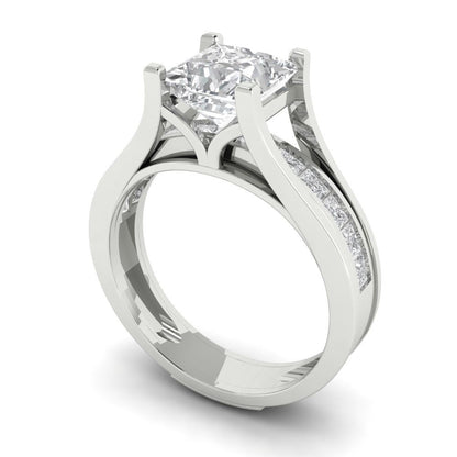 2.28 cttw Princess Cut Moissanite Bridal Set - Solid White Gold Engagement Ring & Wedding Band
