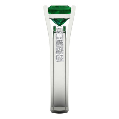 2.28 cttw Princess Cut Simulated Emerald Bridal Set - Solid White Gold Engagement Ring & Wedding Band