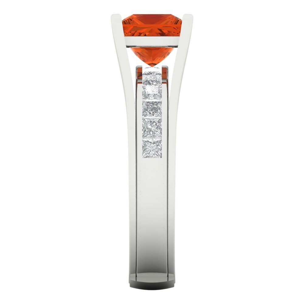 2.28 cttw Princess Cut Simulated Red Diamond Bridal Set - Solid White Gold Engagement Ring & Wedding Band