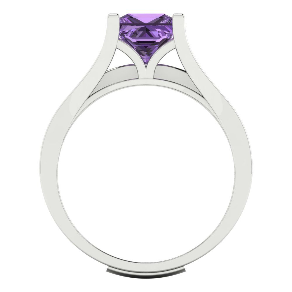 2.28 cttw Princess Cut Simulated Alexandrite Bridal Set - Solid White Gold Engagement Ring & Wedding Band