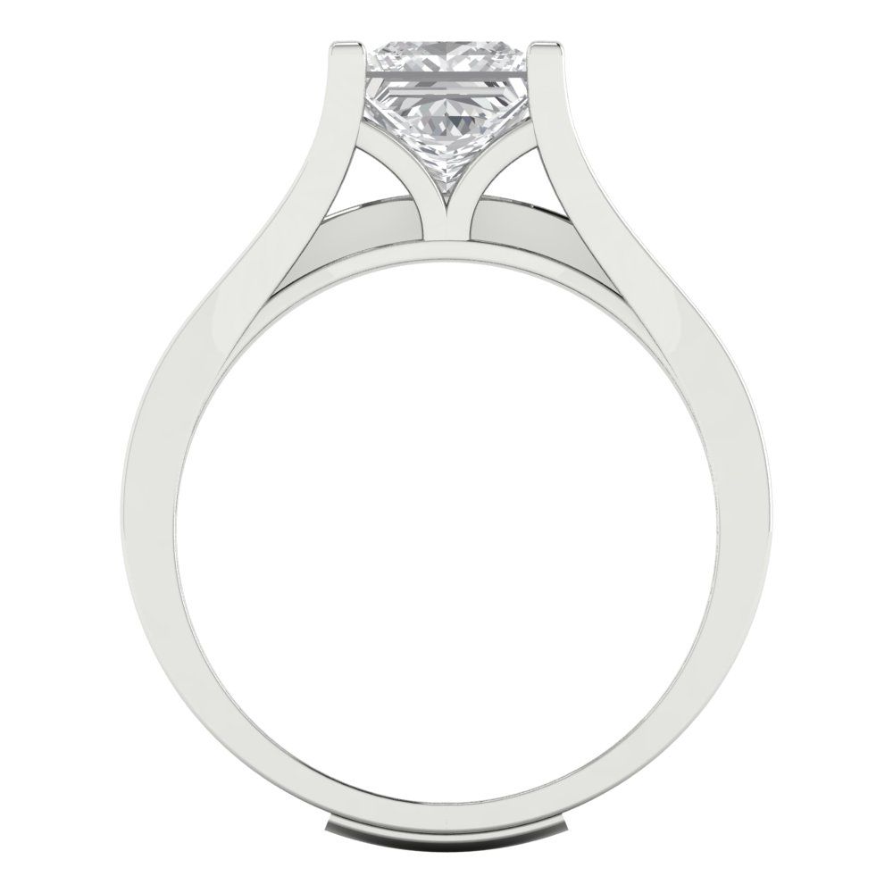 2.28 cttw Princess Cut White Sapphire Bridal Set - Solid White Gold Engagement Ring & Wedding Band