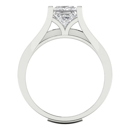 2.28 cttw Princess Cut White Sapphire Bridal Set - Solid White Gold Engagement Ring & Wedding Band