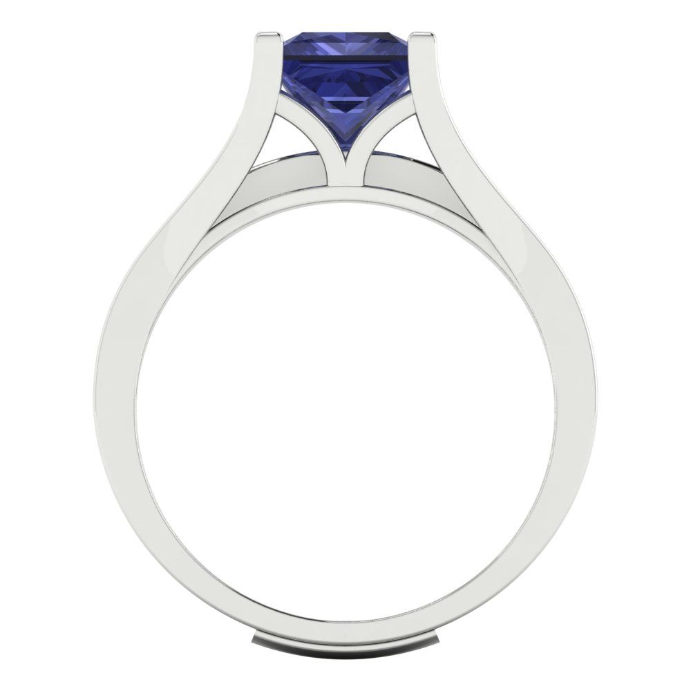 2.28 cttw Princess Cut Simulated Tanzanite Bridal Set - Solid White Gold Engagement Ring & Wedding Band