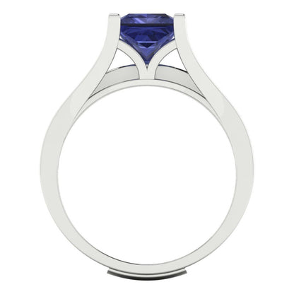 2.28 cttw Princess Cut Simulated Tanzanite Bridal Set - Solid White Gold Engagement Ring & Wedding Band